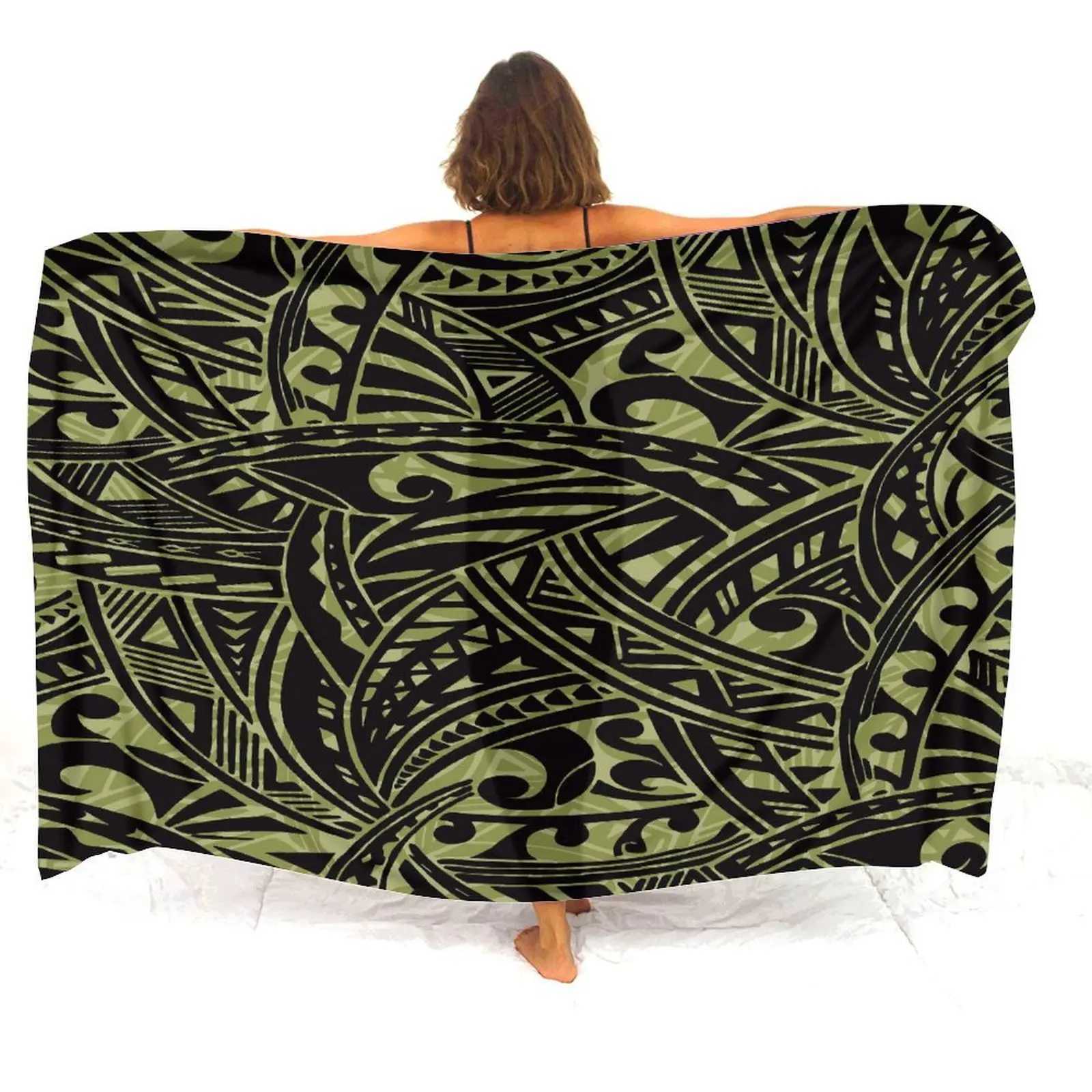 Comfortable Soft Fabric Seaside Veil Womens High Quty Sarong Sun Protection Veil Print Polynesian Tribal Ethnic Style W250120
