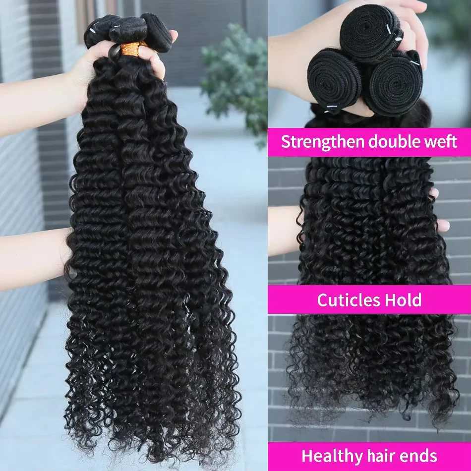 15A 30 32 Inch Bundles With Clo 4X4 Lace Deep Wave Human Hair Bundle 100% Virgin Human Hair Curly Bundles Human Hair WeavingXJ250120