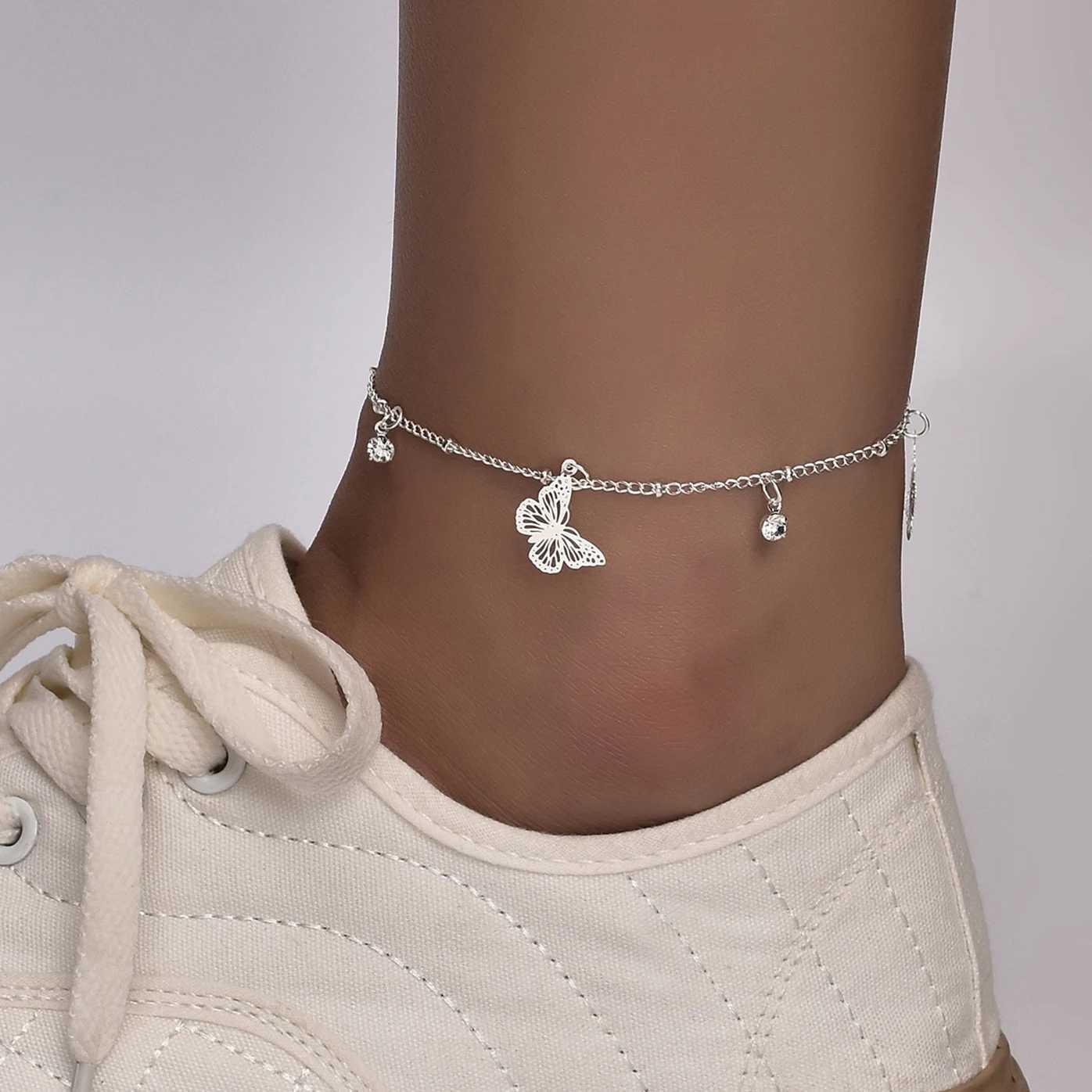 Bohemia Silver Plated Chain Ankle Bracelet On Leg Foot Jewelry Boho Butterfly Charm Anklet For Women Accories SB001XJ250121