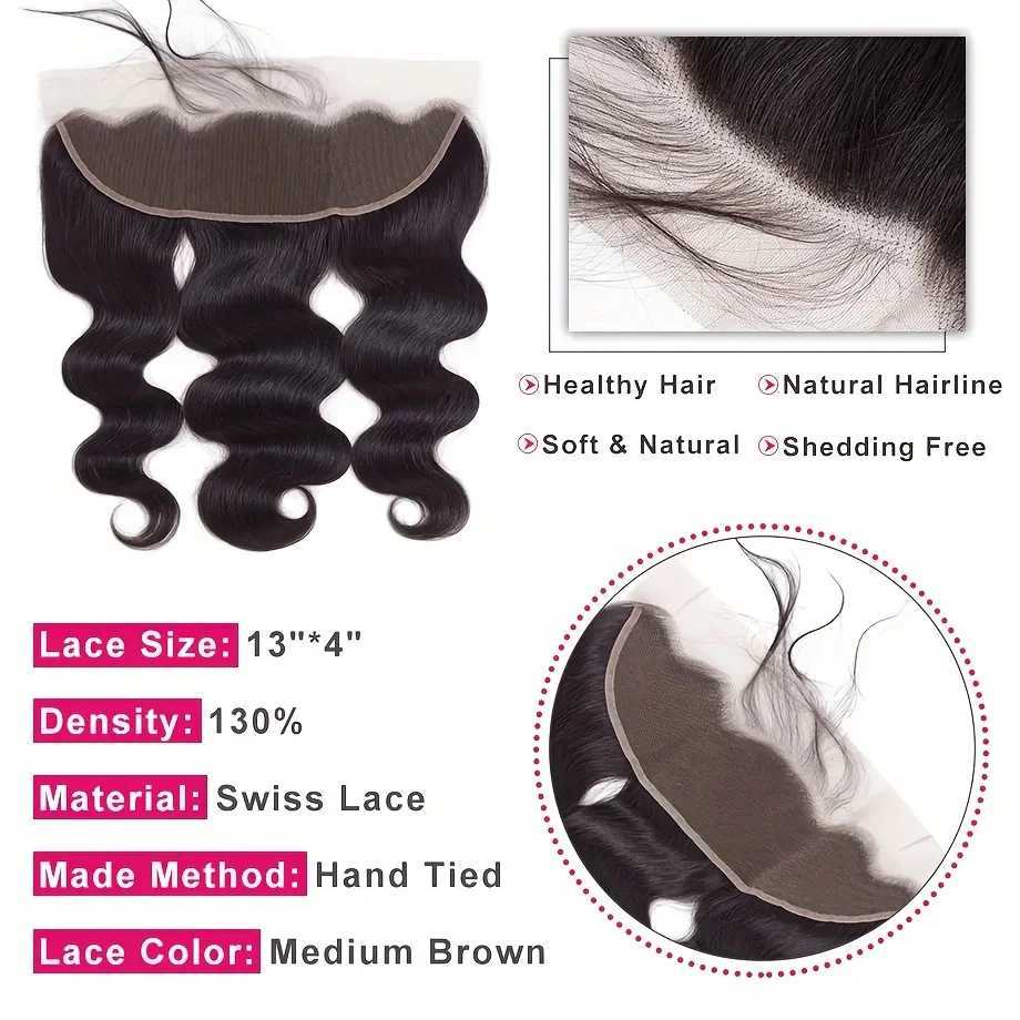13x4 Ear to Ear Brazilian Body Wave Lace Frontal Swiss Lace Frontal Human Hair Remy Hair Transparent Lace Frontal CloXJ250120