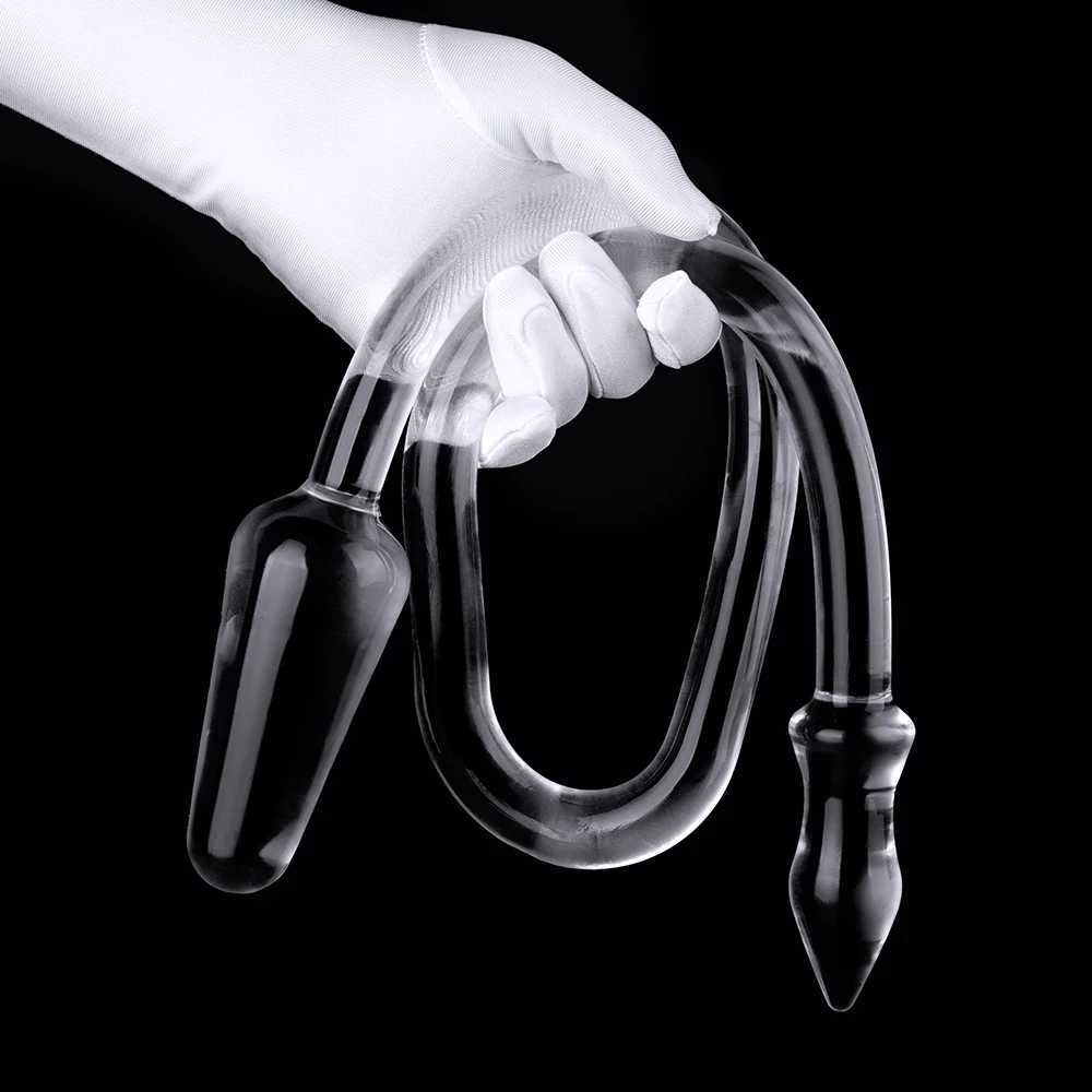 90cm Super Long Dual Head Anal Plug Soft Clear Luminous Dildo Prostate Massager Anus Masturbators Dilator Sex Toys for Men WomenXJ250121
