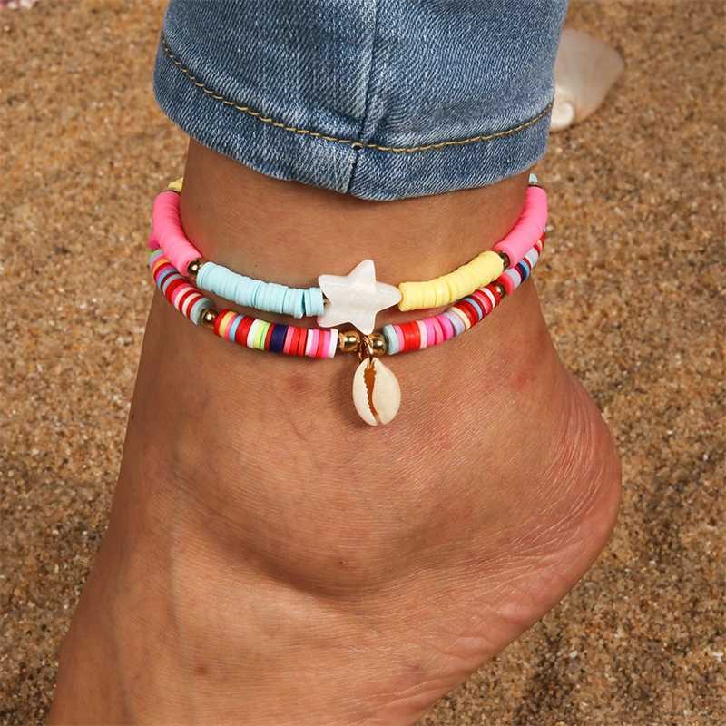 Fashion Colorful Beaded Anklets for Women Summer Beach Star Shell Ankle Bracelet Foot Leg Chain Girls Holiday Jewelry GiftsXJ250121