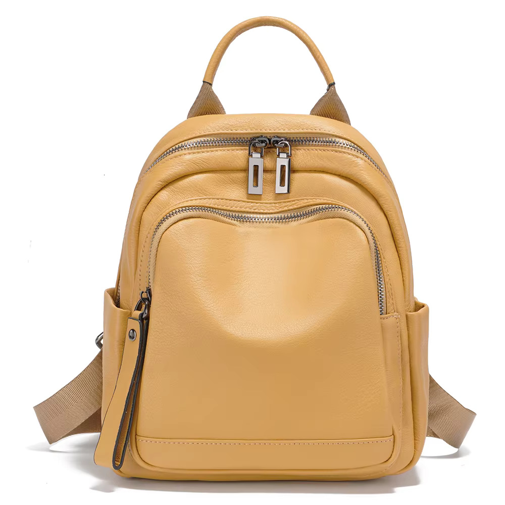 Zency 100% Genuine Leather Stylish Backpack Women Large Capacity Travel Rucksack Natural Knapsack For Lady Satchel SchoolBag