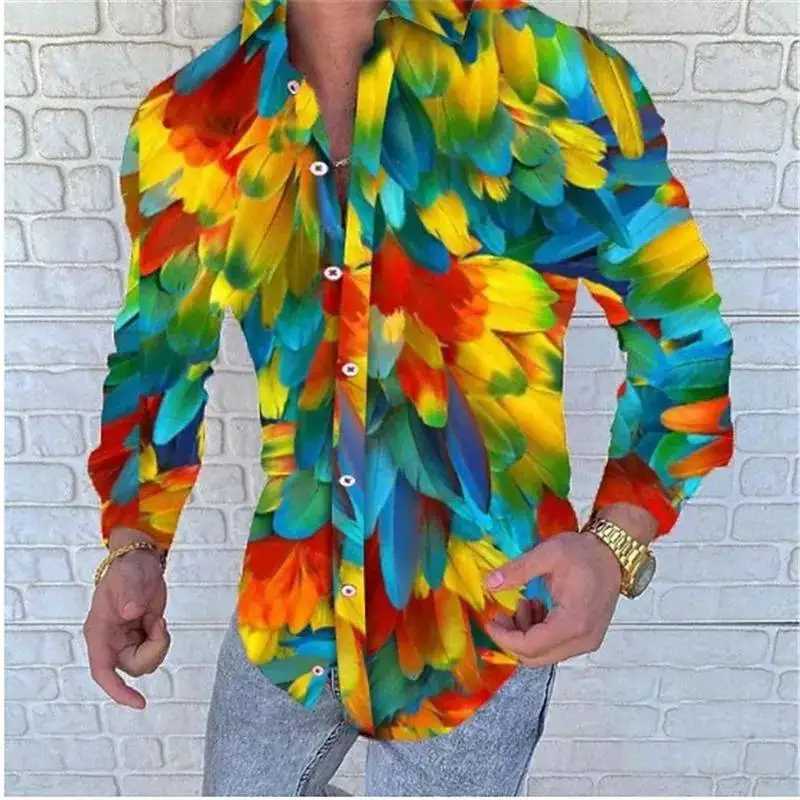 2023 Luxury Mens Shirt Floral Pattern Lapel Long Sleeve Shirt Outdoor Street Fashion Clothing Designer Casual High QualityXJ250121