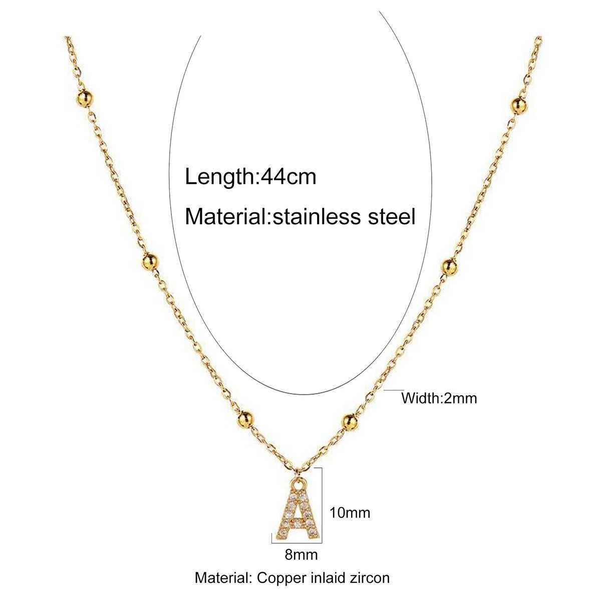 Womens stainless steel Initial necklace A-Z Letter charms pendant Choker Women collar Chain Necklace necklaces woman trend 2024XJ250121
