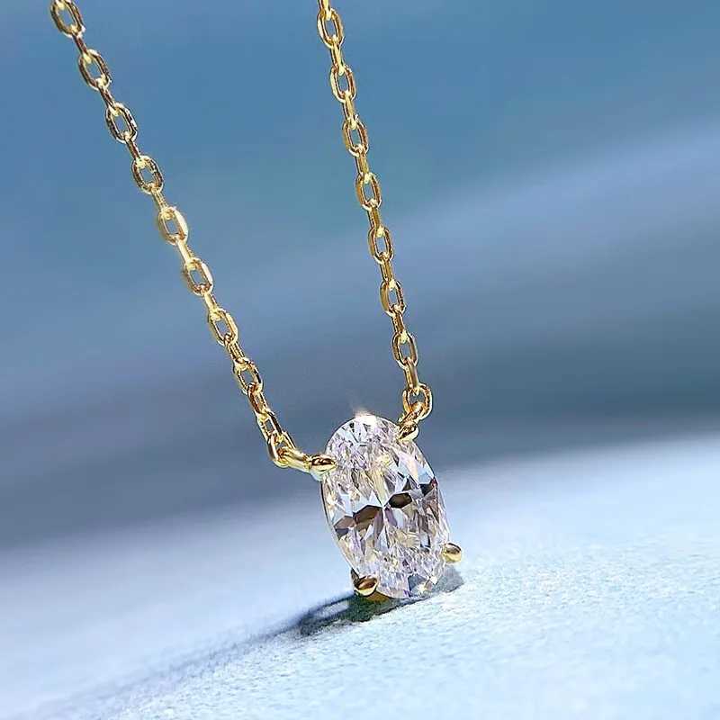 PANSYSEN Luxury 925 Sterling Silver Oval Cut High Caon Diamond Pendant Necklace 18K White Gold Plated Fine Jewelry WholesaleXJ250114