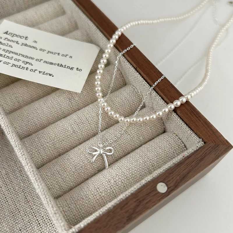 925 Sterling Silver Cute Bowknot Pendant Necklace For Women Girl Charm Chain Fashion Jewelry AccoriesXJ250114