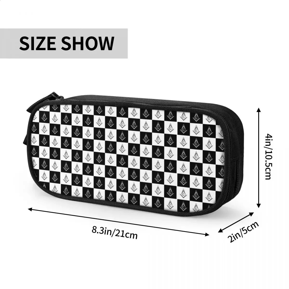Korean Freemason Checkered Pattern Pencil Cases for Boys Gilrs Custom Mason Masonic Large Storage Pen Box Bag School Accessories 250120