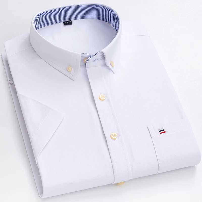 Plus Size 7XL summer Short sleeve shirt 100%cotton shirts for men white plaid striped social slim fit formal business clothingXJ250121