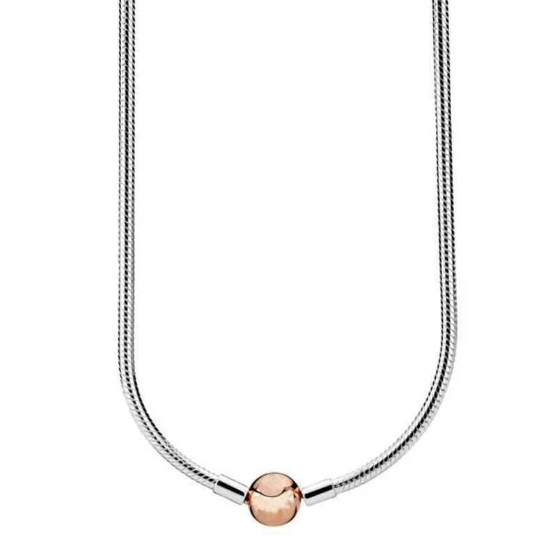 Original 925 Sterling Silver Moments Lobster Ball Barrel Clasp Snake Chain Necklace For Women Charm DIY JewelryXJ250114