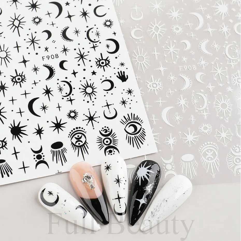 Snake Nail Stickers 3D Flower Leaf Slider Black White Butterfly Moon Star Smile Face Decals Manicure Nails Art Decoration CHF909XJ250120