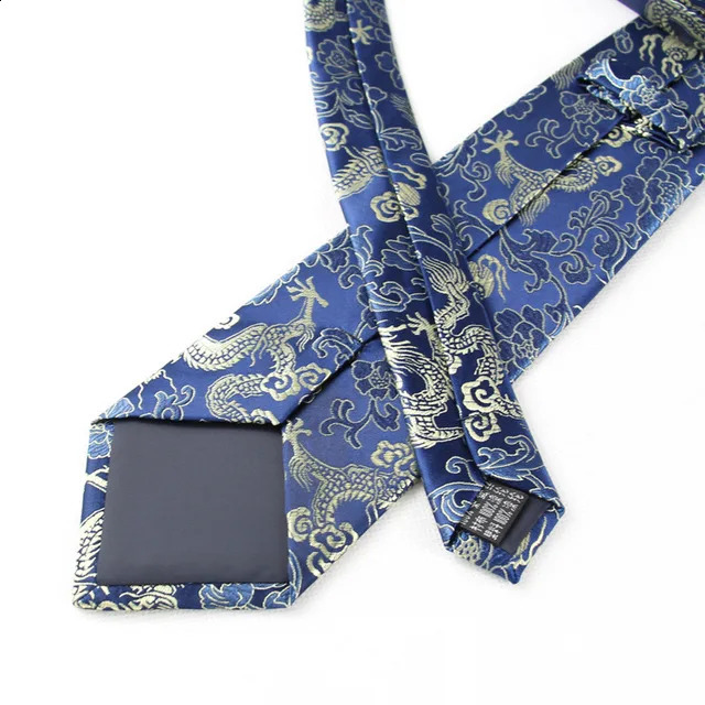 Chinese Dragon Tie Real Silk Retro Floral Necktie 9cm Wide Wedding Neckwear Mascot Men Ties Gift Animal Customization 250118