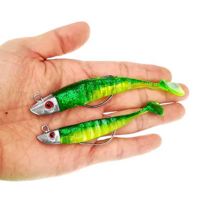 Fake Lure Jigging Soft Bait Fishing Lures 9/11cm 15.6/23.3g DIY Head Jig Fish T Tail Sea Bass Lure Fishing Tackle 6 ColorsXJ250122
