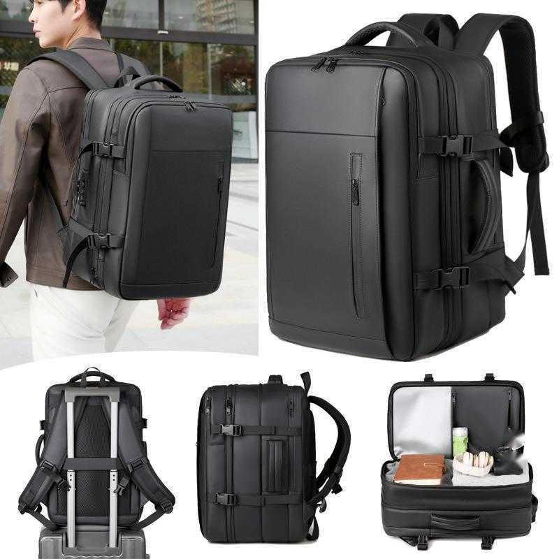Vacuum compression expandable backpack password lock dry wet separation travel bag mens large capacity backpack computer bag
