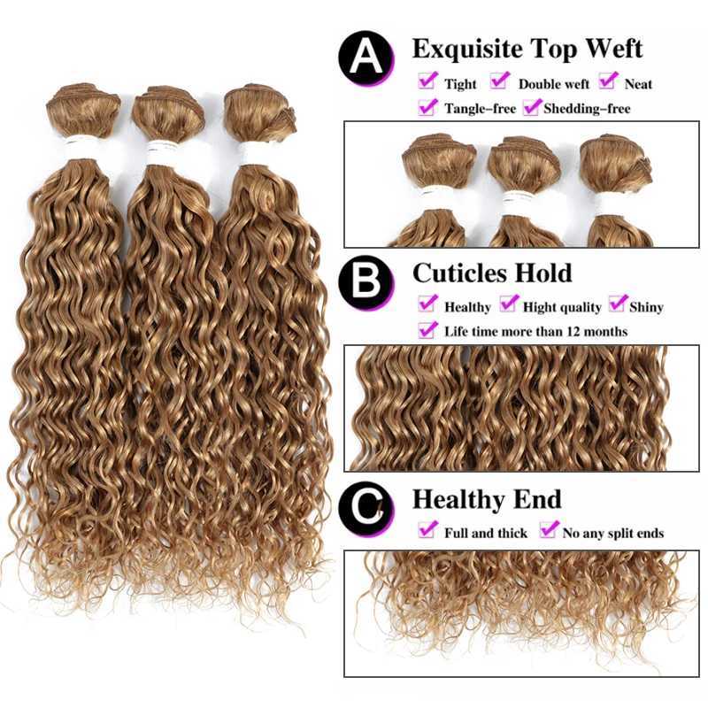 27# Honey Blonde Water Wave Bundles With Clo 4x4 SOKU Brazilian Brown 99J Human Hair Weave Bundles With Clo Remy HairXJ250120