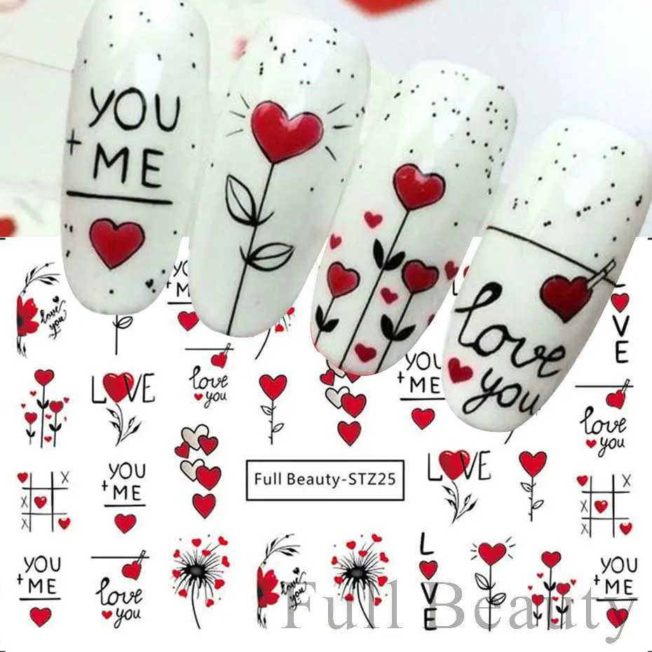 Love Heart Valentine Nail Art Sticker Cartoon Cute Couple Lover Water Transfer Nail Sliders Decal DIY Manicure Decoration NFFBXJ250120