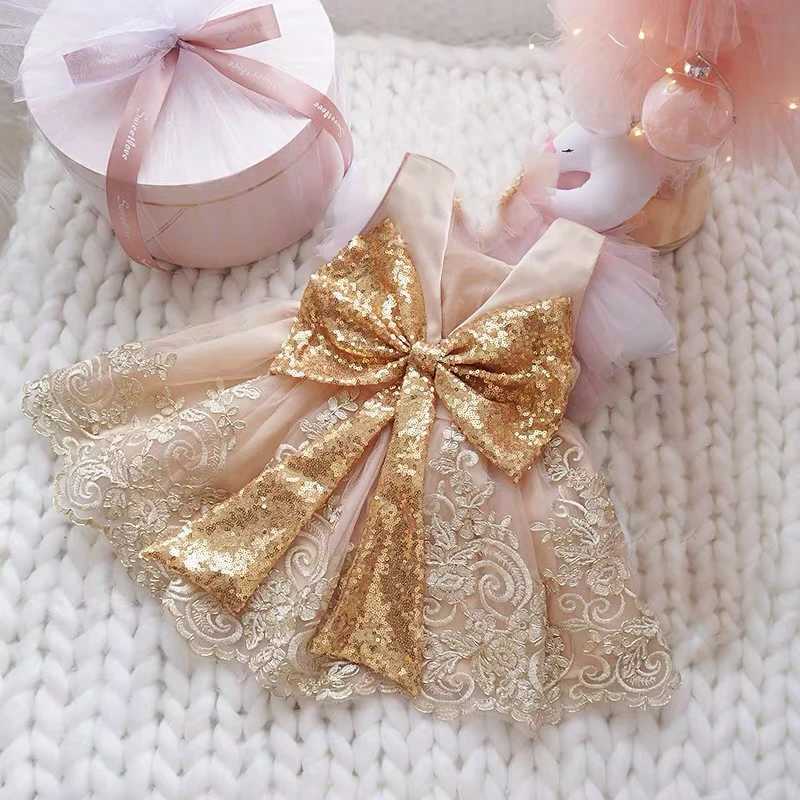 Flower Champagne 1srt Baby Clothing Princess Clothing Baptist Dress Baby Vest Preschool Ceremony X250203