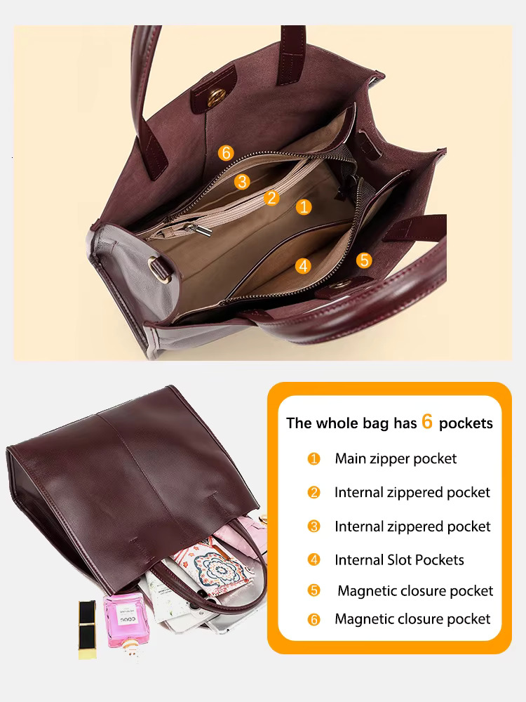 Zency Genuine Leather New Simple Shoulder Bag Large Capacity Shopper bags handbags women Casual Handbag Crossbody Vintage Oil Wax Tote