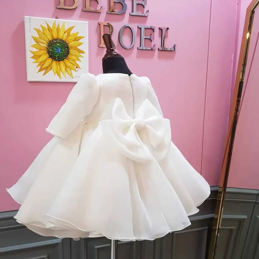 Long Sleeve Baby Girl Dresses Baptism Clothing 1 Year Birthday Party Toddler Christening Gown Infant Newborn Girl Pageant Dress X250203