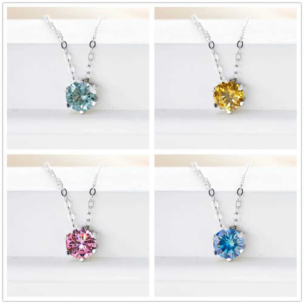 1CT six Prong Setting Moissanite Necklace D color VVS1 Lab Diamond Pendant For Women 925 Sterling Silver Wedding JewelryXJ250114