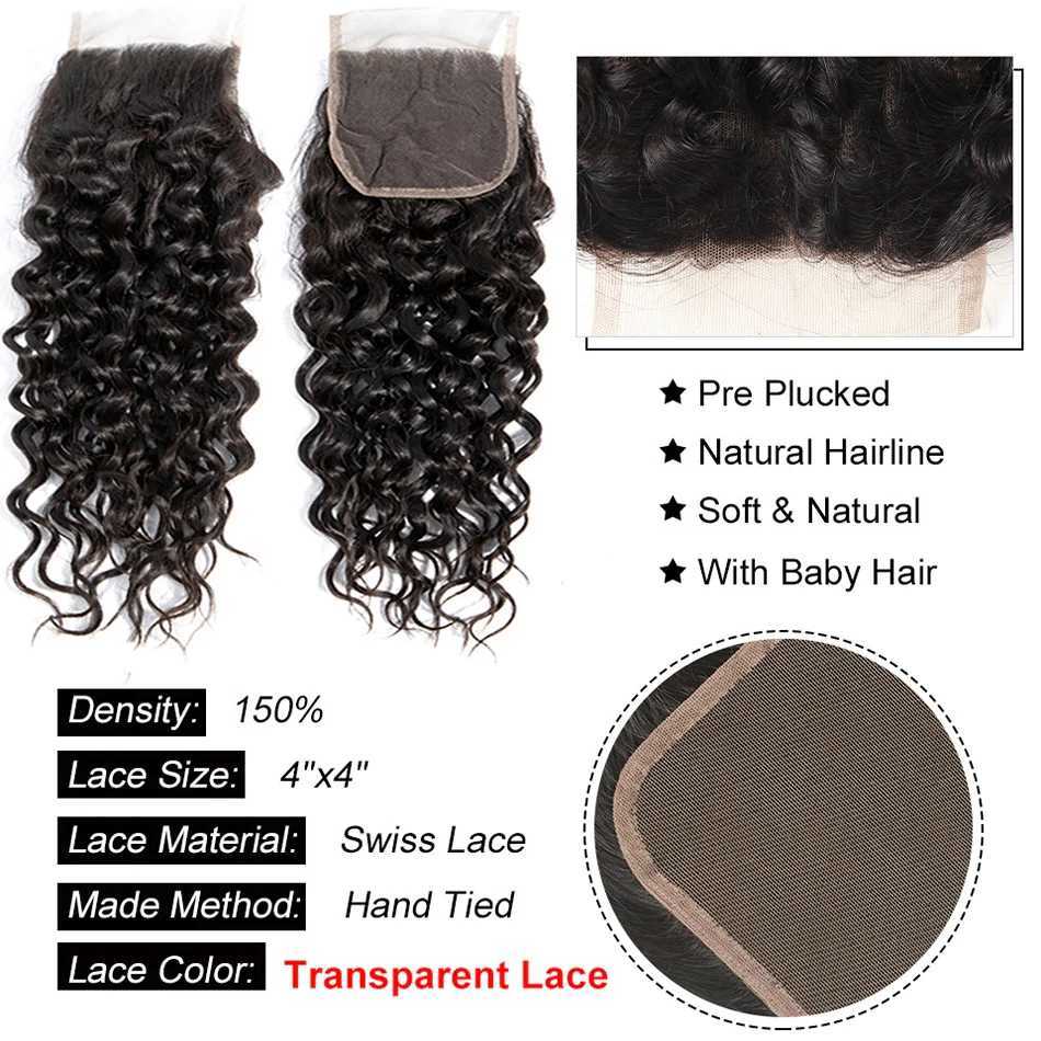 Indian Water Wave Bundles With Clo Wet and Wavy 12A Human Hair Bundles Remy Human Hair Weave 3Bundles With 13X4 FrontalXJ250120