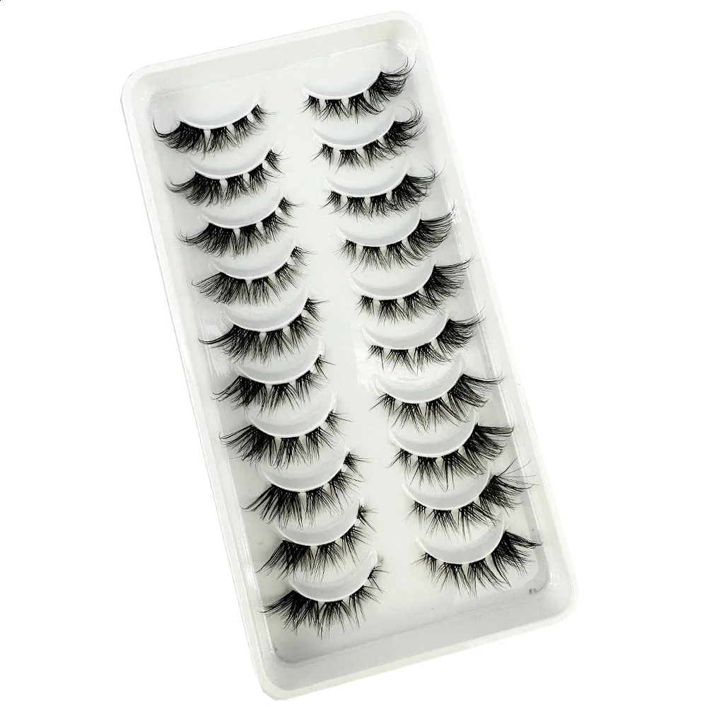 10pairs Mink Eyelashes Invisible Band Lash Extension Natural False Eyelashes Cross Cluster Fairy 3D Faux Big Eye Long Fake Lashe 250110