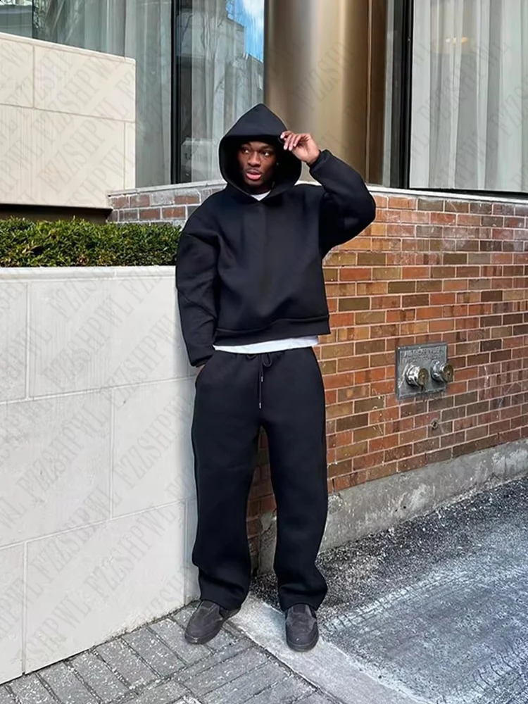 Y2K High Street gothic Solid Color sweatshirt Suit Punk Harajuku vintage HipHop Rock Pocket Casual Streetwear Mens Sweatpants 250109Z