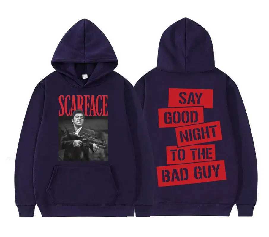 Scar Face Evil Star Tony Montana Say Good Night Hoodie Men/Women Casual Sweatshirt Street Fashion Hip Hop Pullover Y2k ClothingXJ2500118