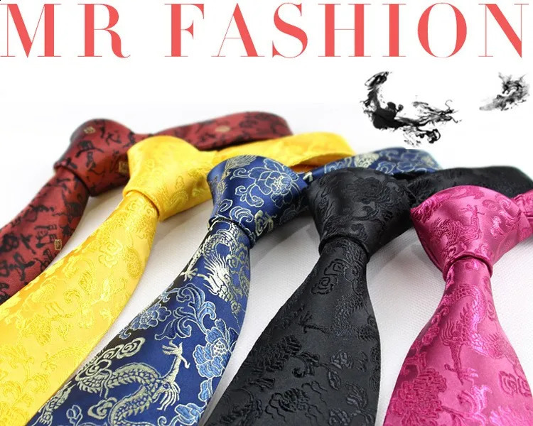 Chinese Dragon Tie Real Silk Retro Floral Necktie 9cm Wide Wedding Neckwear Mascot Men Ties Gift Animal Customization 250118