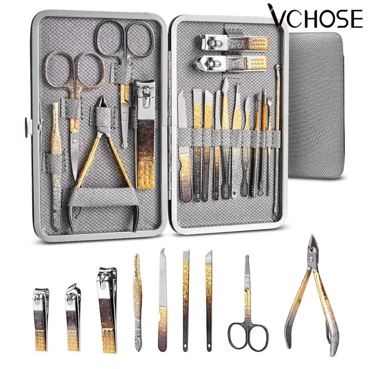 New Nail Cutter Set Stainless Steel Nail Clippers Set Gradient Black Gold Manicure Set Pedicure Scissors Makeup Beauty ToolXJ250121