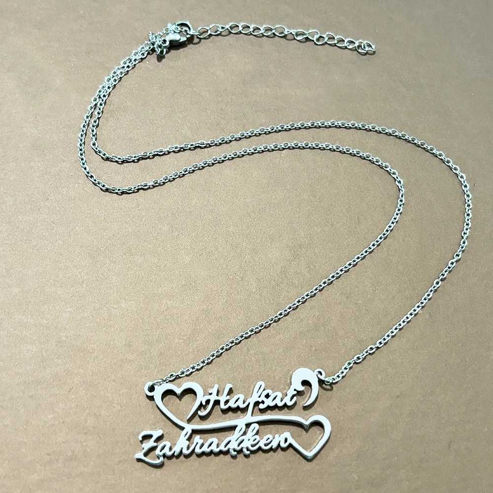 Personalized Couple Custom Double Name Necklaces Stainless Steel Jewelry for Women Pendant Mens Gold Chains Valentines Day GiftsXJ250121