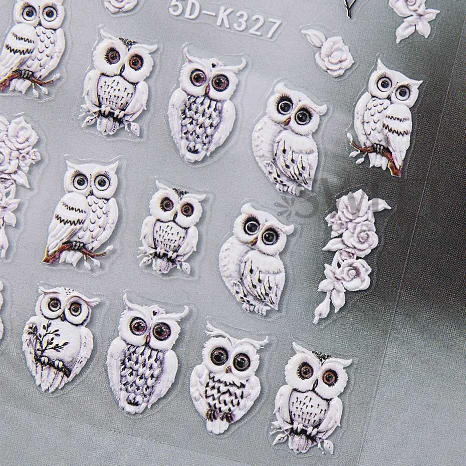 5D Embossed Christmas Owl Nail Sticker Decals Snowflakes Xmas Tree Self Adhesive Dreamcatcher Sliders Winter Manicure DecorationXJ250120