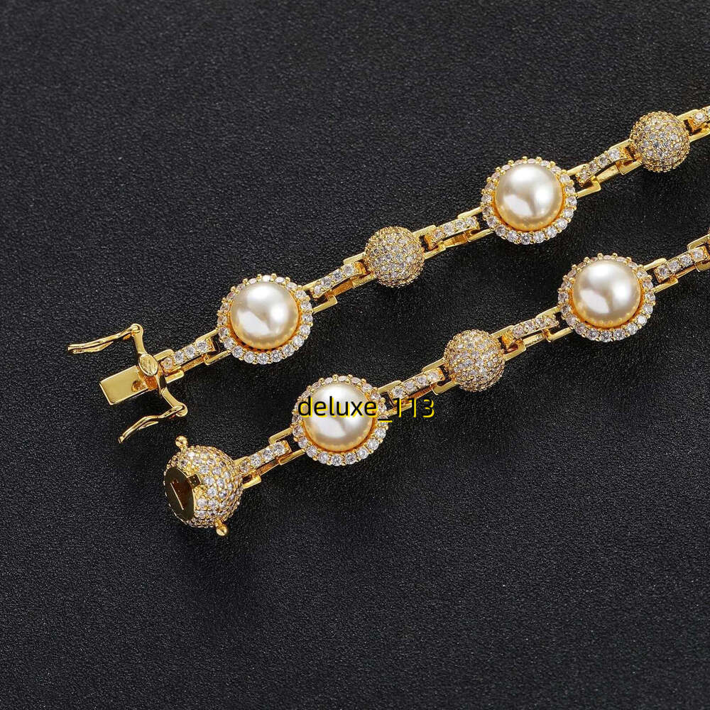 High Quality Pearl Bracelets Mens Womens Iced Out Gold Sier Chains Vintage Hip Hop Bracelet Jewelry