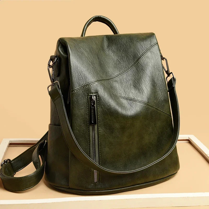 Fashion Solid Flap Pocket Backpacks High Quality PU Simplicity Bags for Women Large Capacity Interior Compartment Backpacks 250122