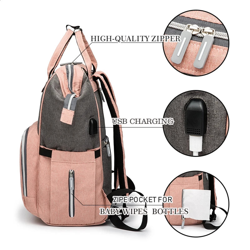 USB Waterproof Charger Diaper Backpack Bag Maternity Nursing Universal Large Woman Travel Baby Organizer Stroller Bags 250117