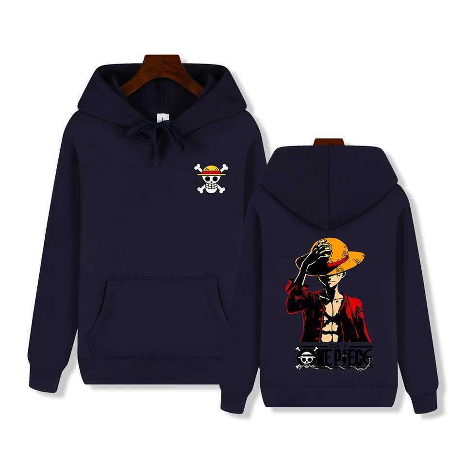 Mens high-end quality hoodie One Piece Luffy print autumn and winter thick warm basic simple jacketXJ2500118