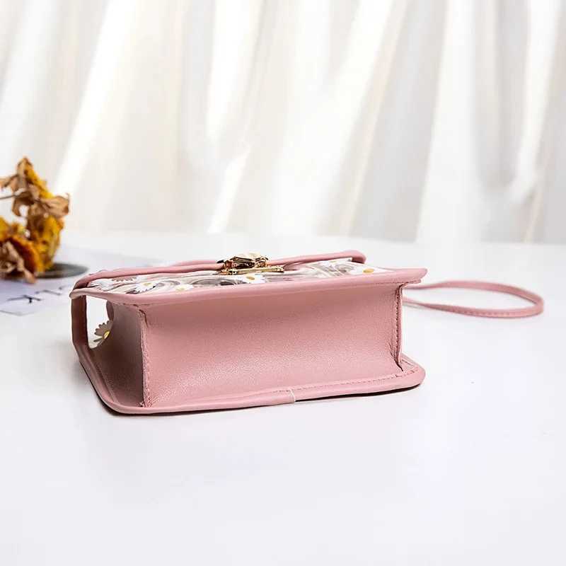Fi Women Transparent Daisy Pattern Shoulder Bag Hardware Chain Strap Color Block Messenger Handbag Composite ToteXJ250121