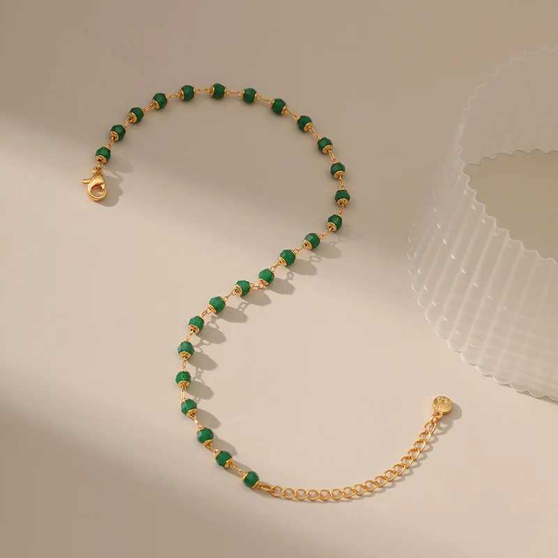 Vintage Ethnic Style Green Acrylic Bead Handmade Beading Women Anklet Adjustable Size Daily Wear Feet Accories Chic JewelryXJ250121