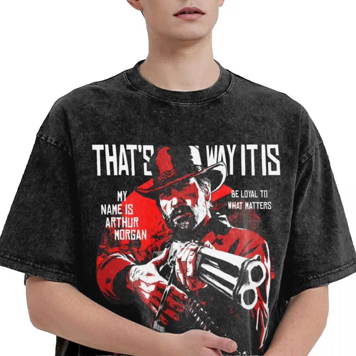 Red Death Redemption 2 T-shirt Summer Movie Y2K Classic T-shirt 2024 Cotton Hippie T-shirt Mens Short Sleeve Printed T-shirt X250203