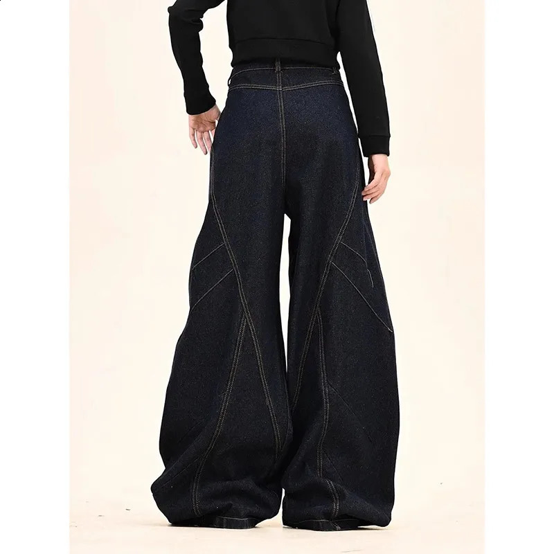 Blue Womens Jeans High Waist Vintage Straight Baggy Denim Pants Hip Hop 90S Y2K n Sense Wide Leg Large Size Trouser 250121