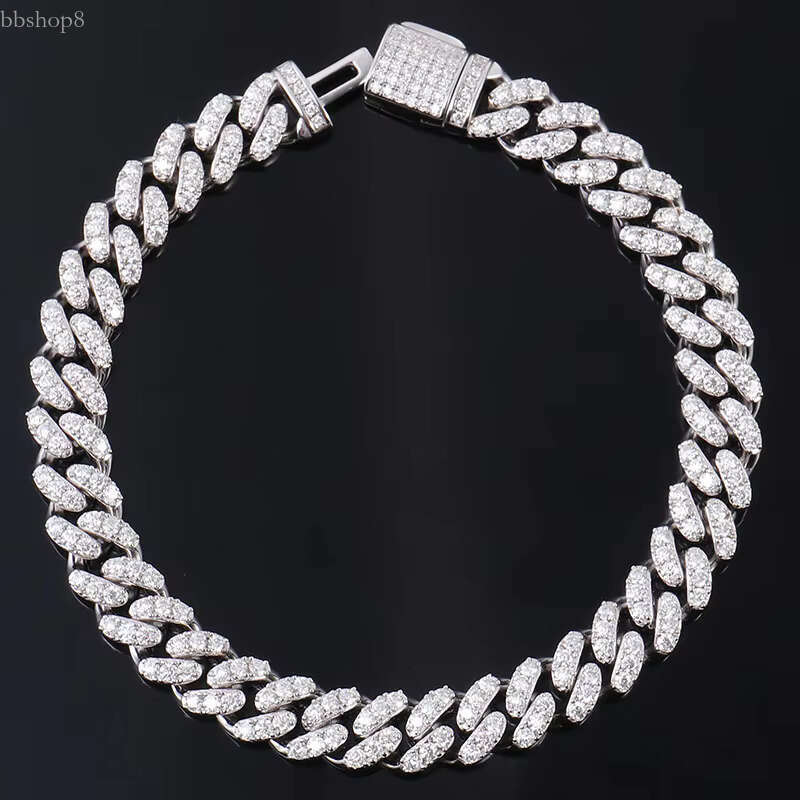Sgarit Fine Jewelry Manufacturer Solid Gold S Sterg Sier Colored Moissanite Cuban Hip Hop Chain Bracelet