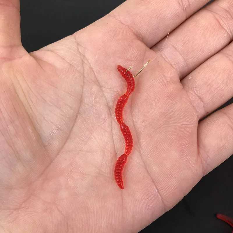Red Worm Lure 5cm/1.97in Lifelike Fishy Smell Earthworm Stick Fishing Lures Artificial Fishing Soft Bait Pesca 50-1000PcsXJ250122