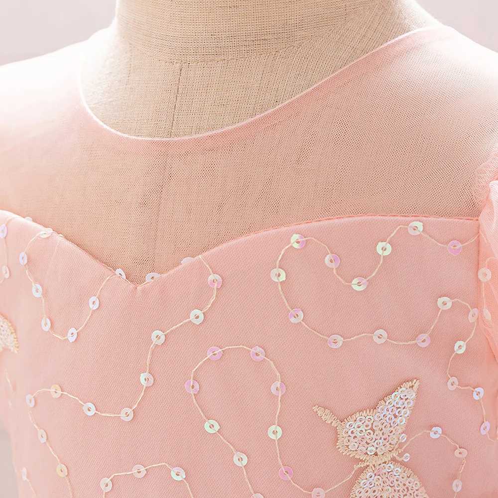 Summer sequin butterfly baby dress sheer 1 birthday baptismal princess wedding childrens party dress girl formal evening dress X250203