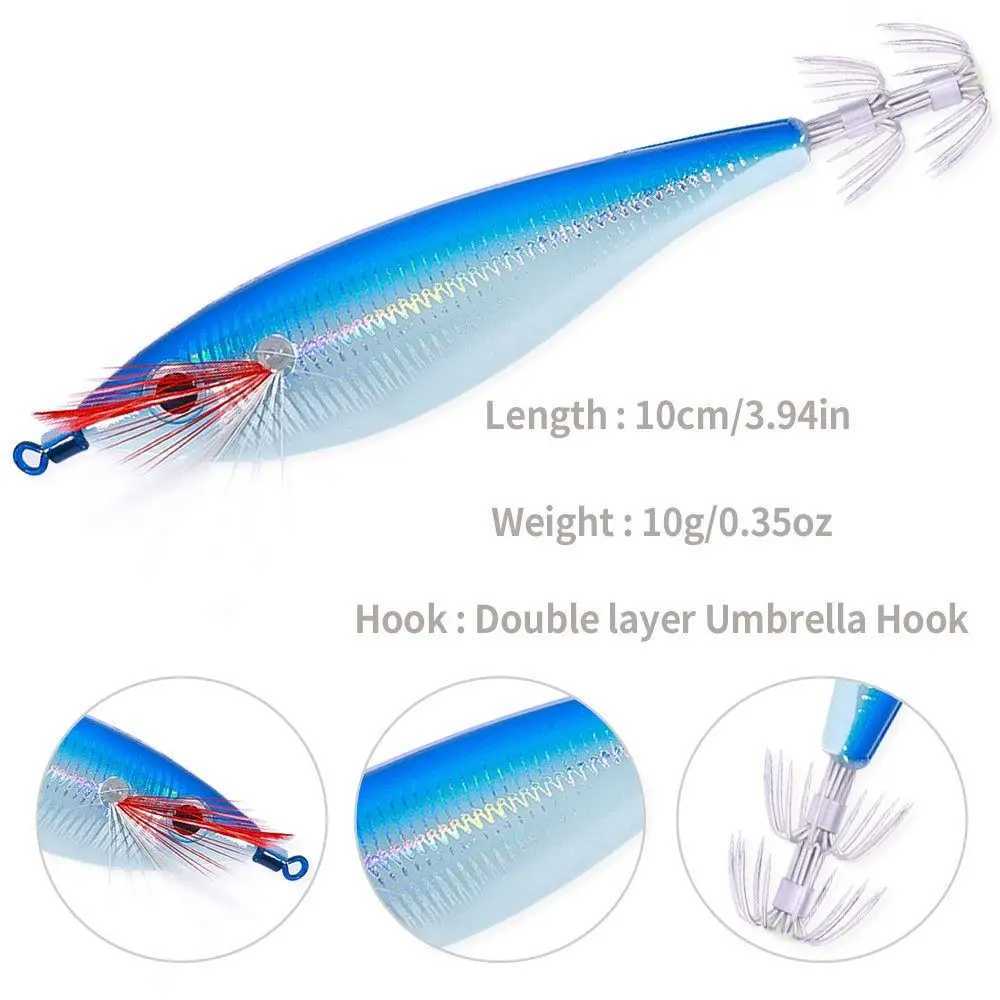 10cm 10g Fishing Lure Artificial Squid Hook Jigs Noctilucent Squid Cuttlefish Jigs Lures Wood Shrimp For Sea FishingXJ250122