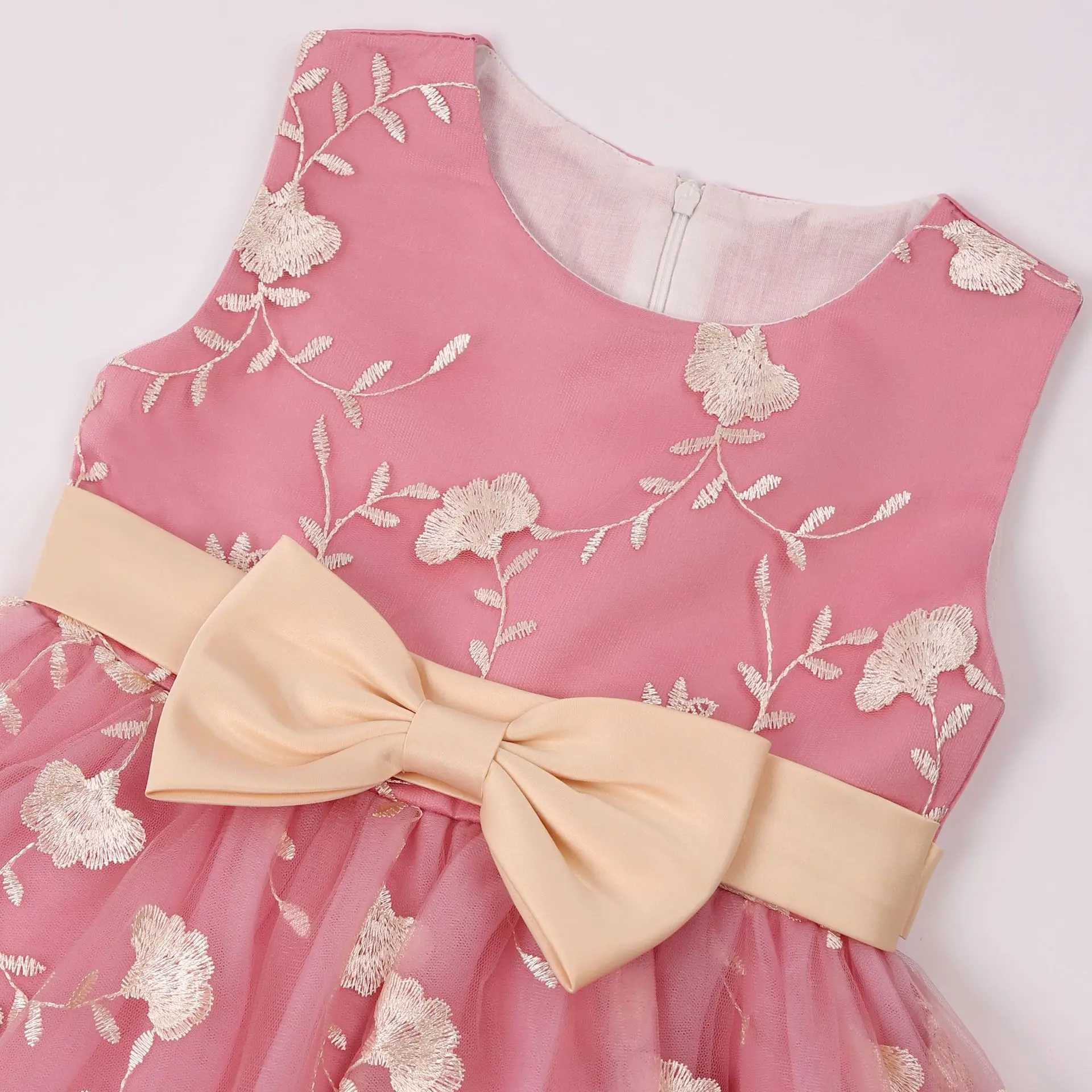 Bow Girls Dress Summer Mesh Elegant Tutu Party Dress Birthday Princess Dress 3 4 5 6 7 8 9 10 Year Old Childrens Girls Clothing X250203