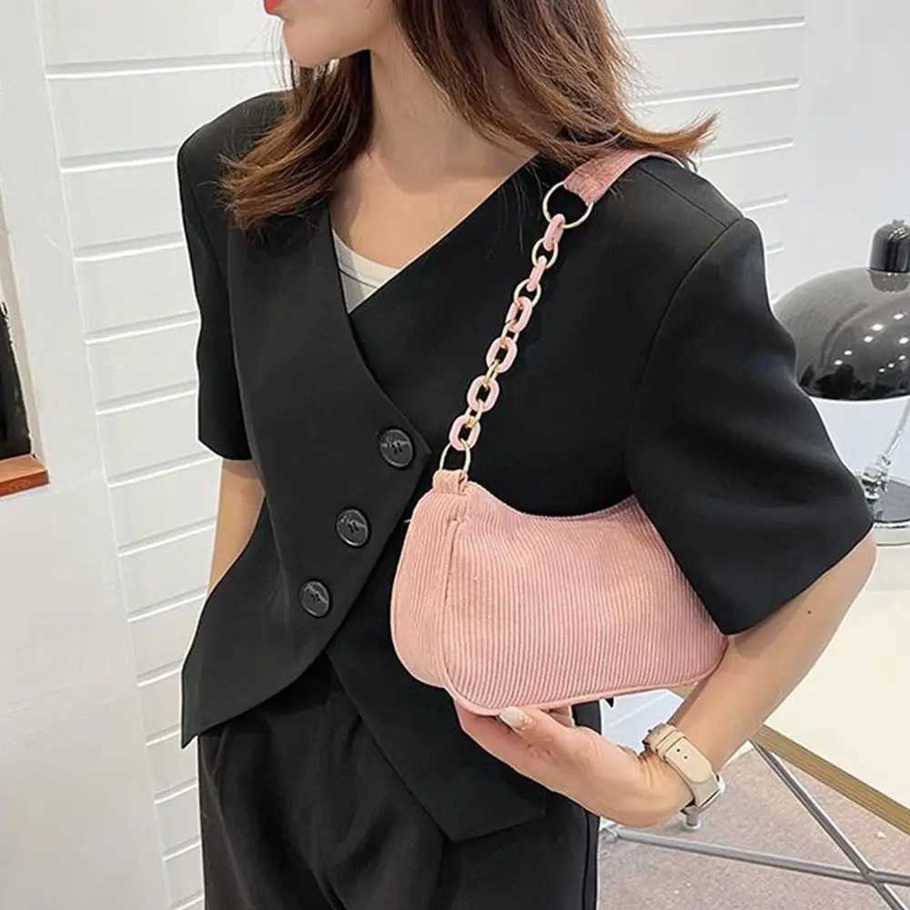 Fi Vintage Women Handbags Corduroy Underarm Bag Casual Women Shoulder Bags Crossbody Zipper Female Handbag CluhXJ250121