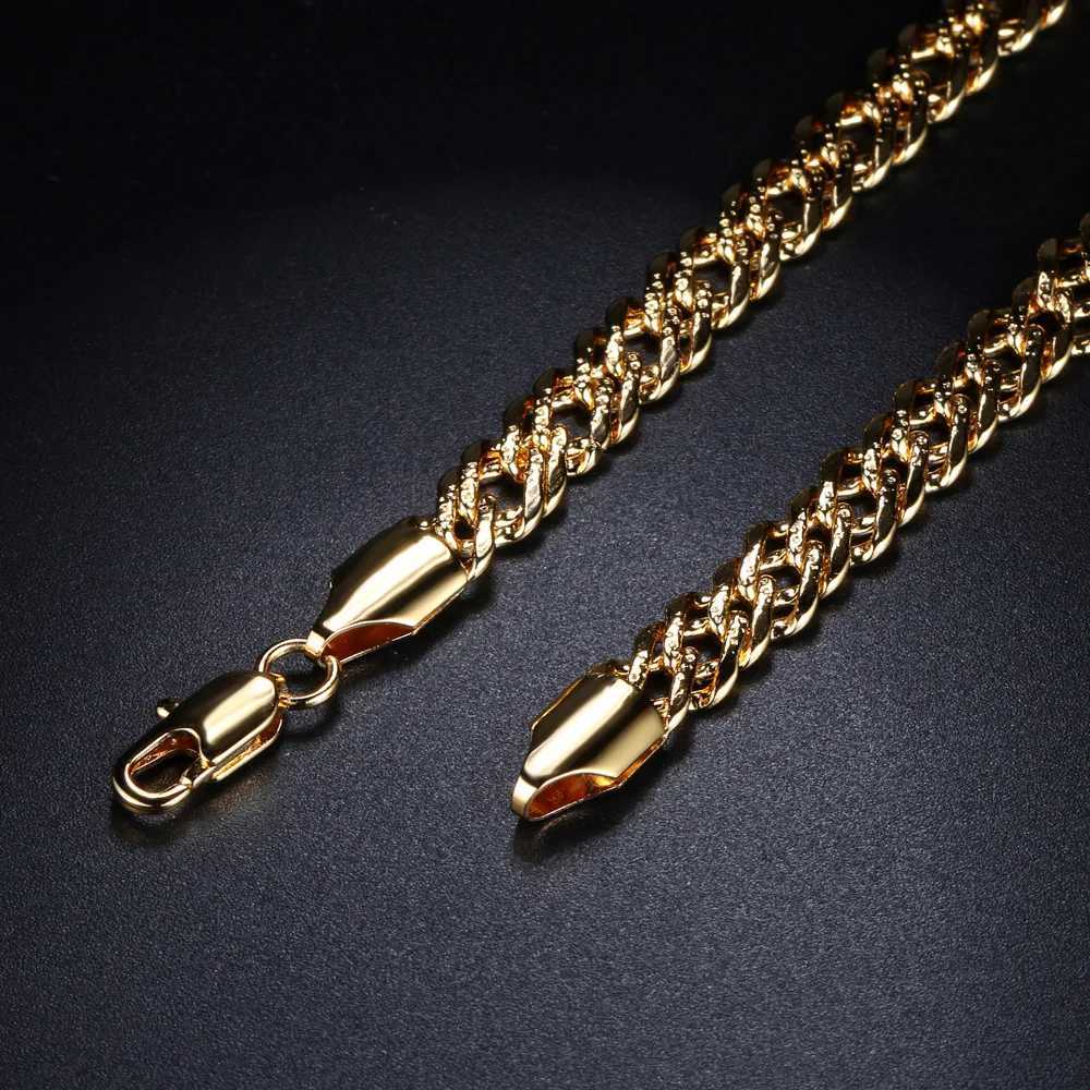 Street Punk Stainl Steel 6mm Cu Cuban Necklaces For Men Women 18K Gold Color Link Chain Chokers Solid Metal JewelryXJ250114