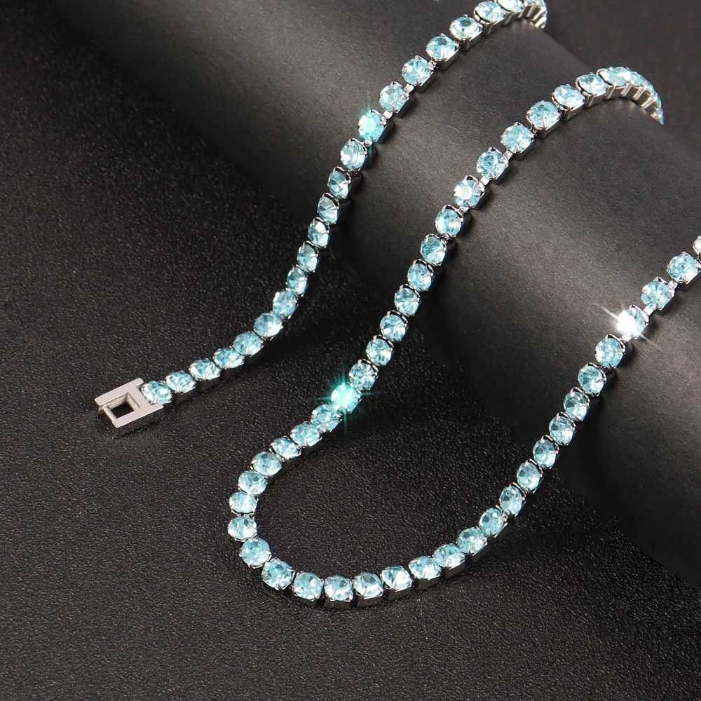 316L Stainless Steel Tennis Chain Necklace For Women Hip Hop Necklaces Mens Color Crystal Zircon Choker Necklace Collar JewelryXJ250121