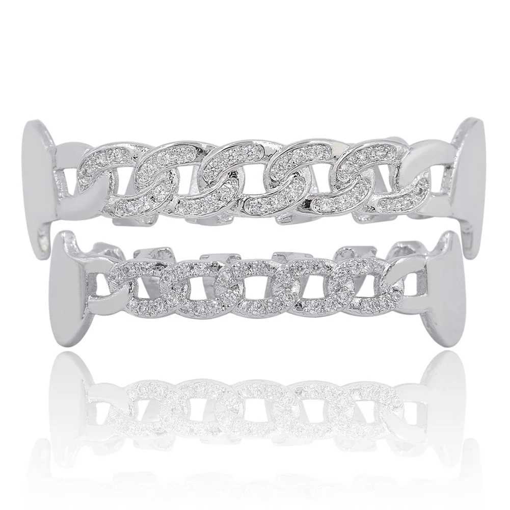 Hip Hop CZ Hollow out Teeth Grillz Caps Cubic Zircon Iced Out Micro Pave Top Bottom Charm For Men Women Jewelry GiftXJ250114