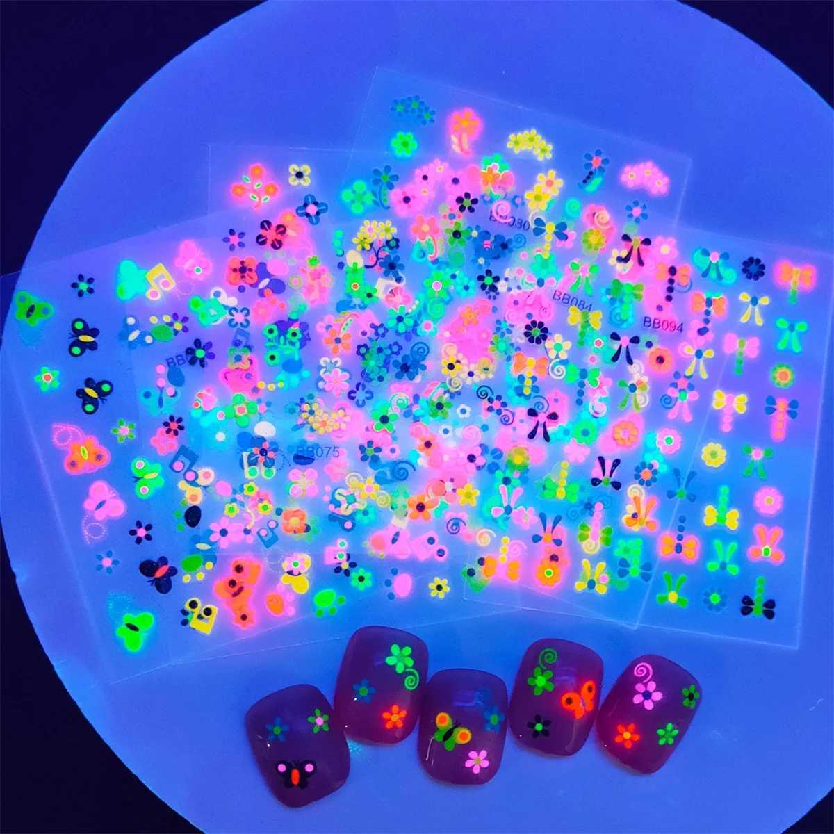 5pcs 5D Colorful Children Nail Art Stickers Kawaii Butterfly Flower Bow Adhesive Acrylic Manicure Decals Decorations AccessoriesXJ250120